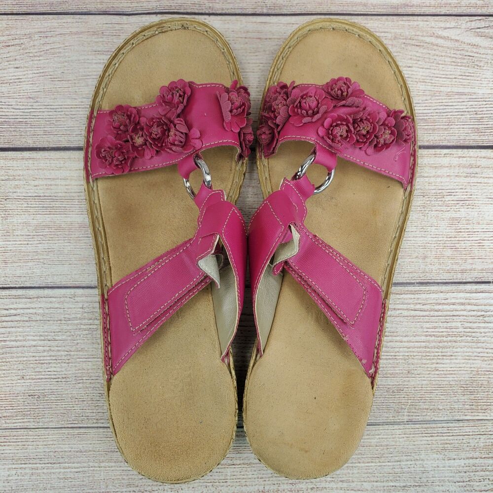 Rieker Fuchsia Pink 3D Floral Slide Sandals Women 9.5 US 40 EU